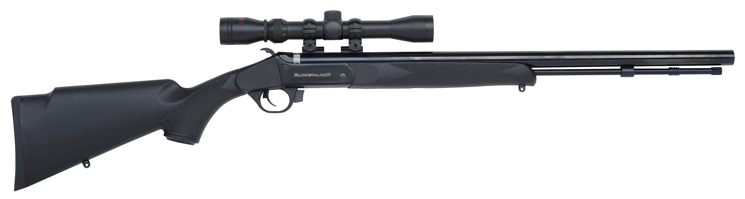 TRADITIONS BUCKSTALKER XT BLUE/SYNTHETIC SCOPE PACKAGE 50 CAL RIFLE Accuracy Plus