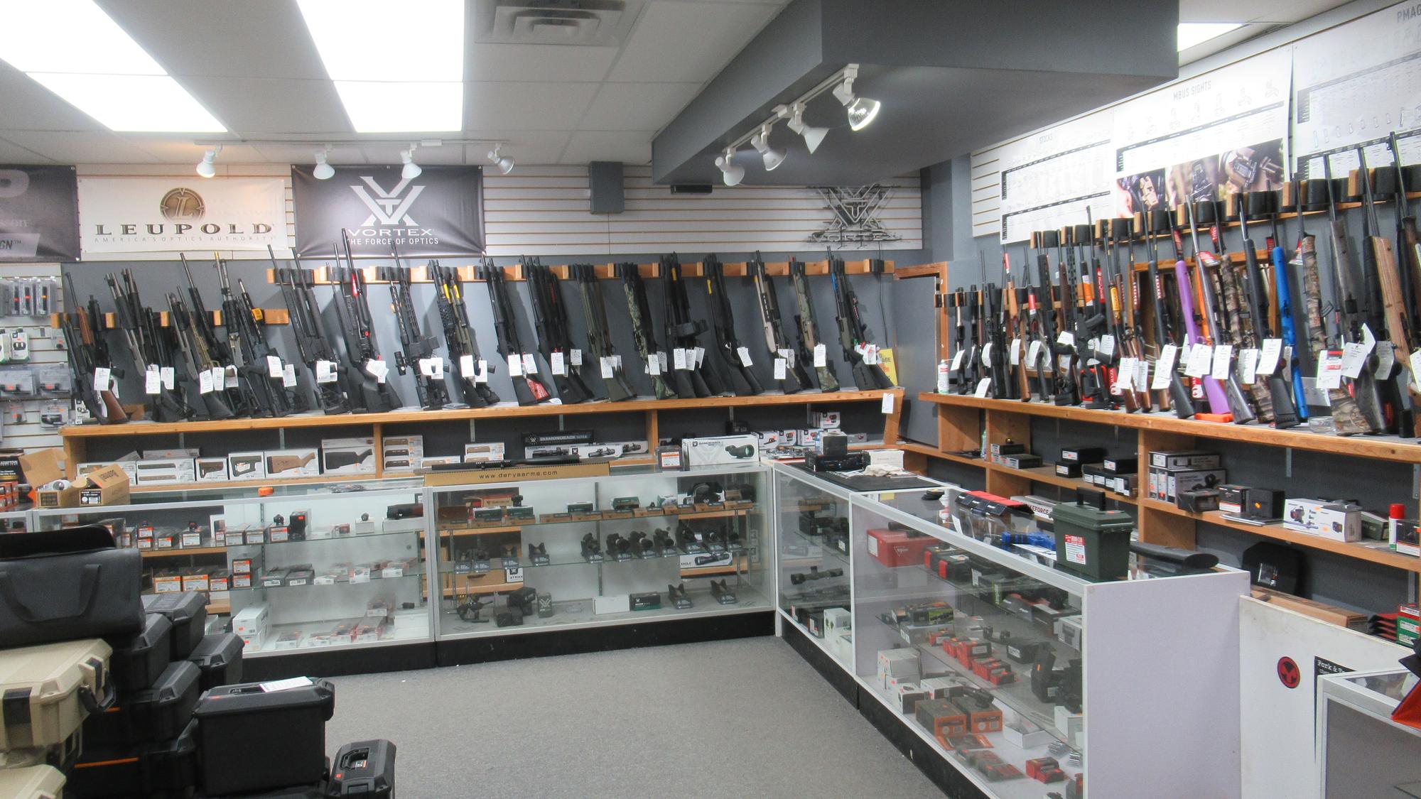 Optics counter and rifle racks inside Accuracy Plus